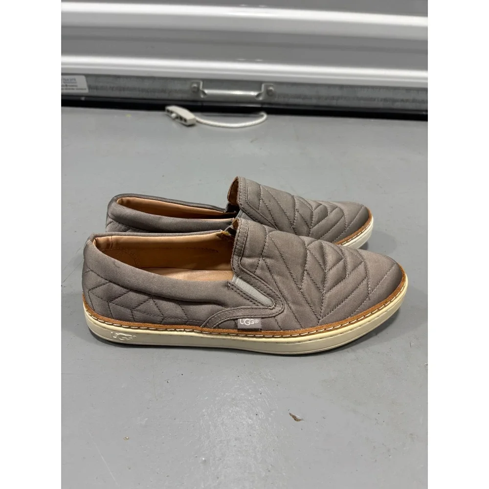 UGG Jass Quilted Satin Slip-On Sneakers Grey 1095533 Womens 7